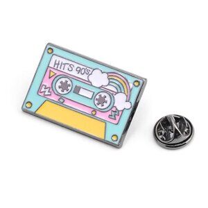 NEW!  Tape badge "Hits 90's" Enamel Pin Brooch